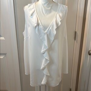 SHEIN White Ruffled Sleeveless Blouse 2XL